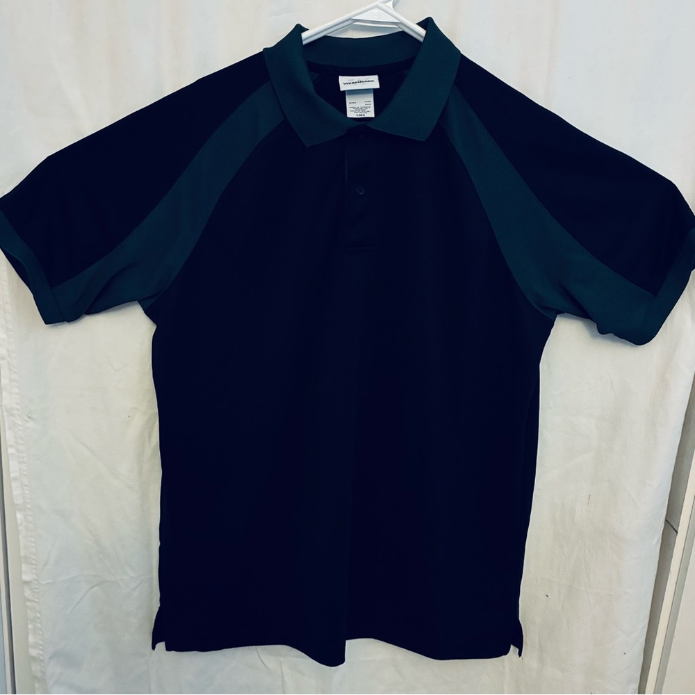 Wear Guard men’s short sleeve, black and gray size large polo shirt/polyester